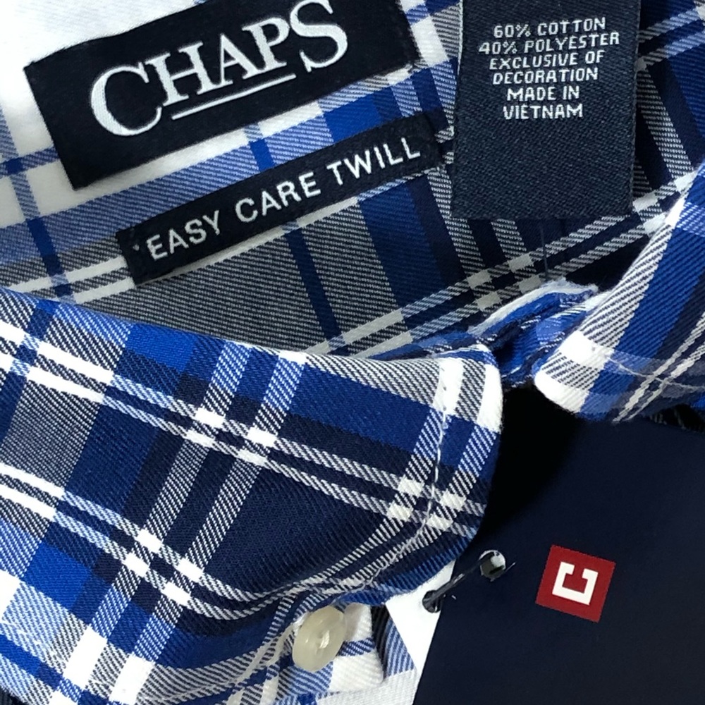 Men’s NWT Chaps Long Sleeve Plaid Twill Shirt - Picture 4 of 8